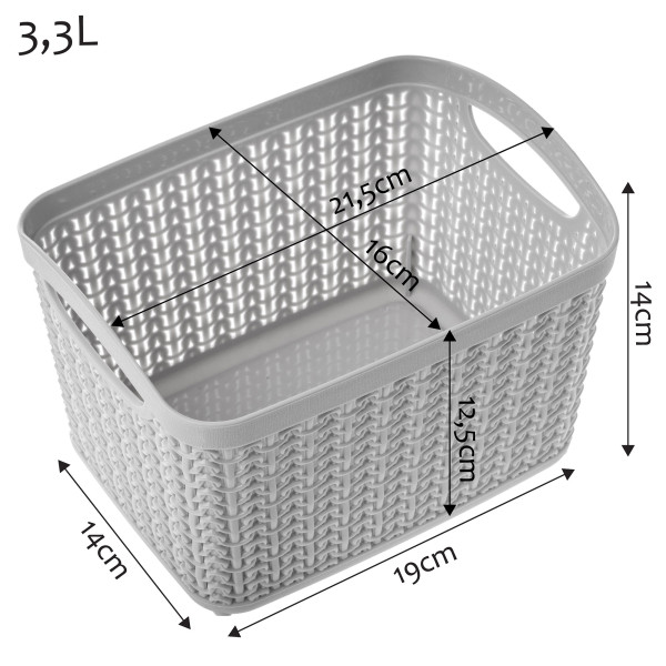 Koszyk Kosz Pojemnik Szary 3,3L Organizer Pudełko