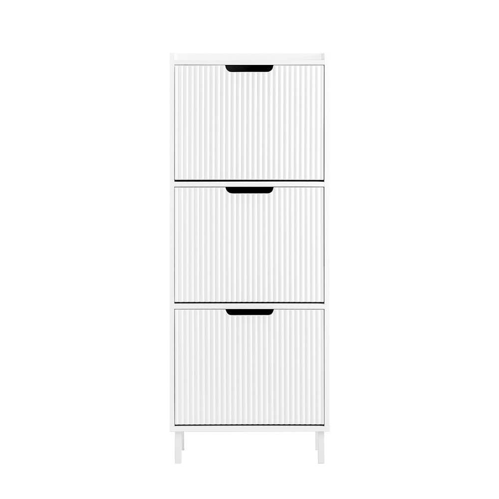 SoBuy Szafka na buty z trzema drzwiczkami Biały 50.5x19x129.5cm FSR177-H-W