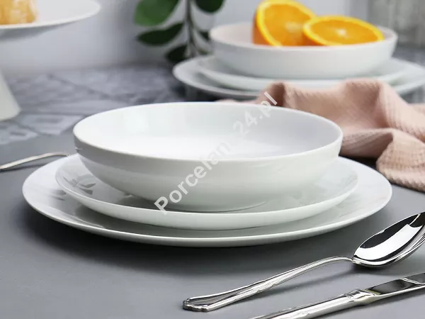 Komplet talerzy na 6 osób (18 el.) Bogucice - Base White 1184