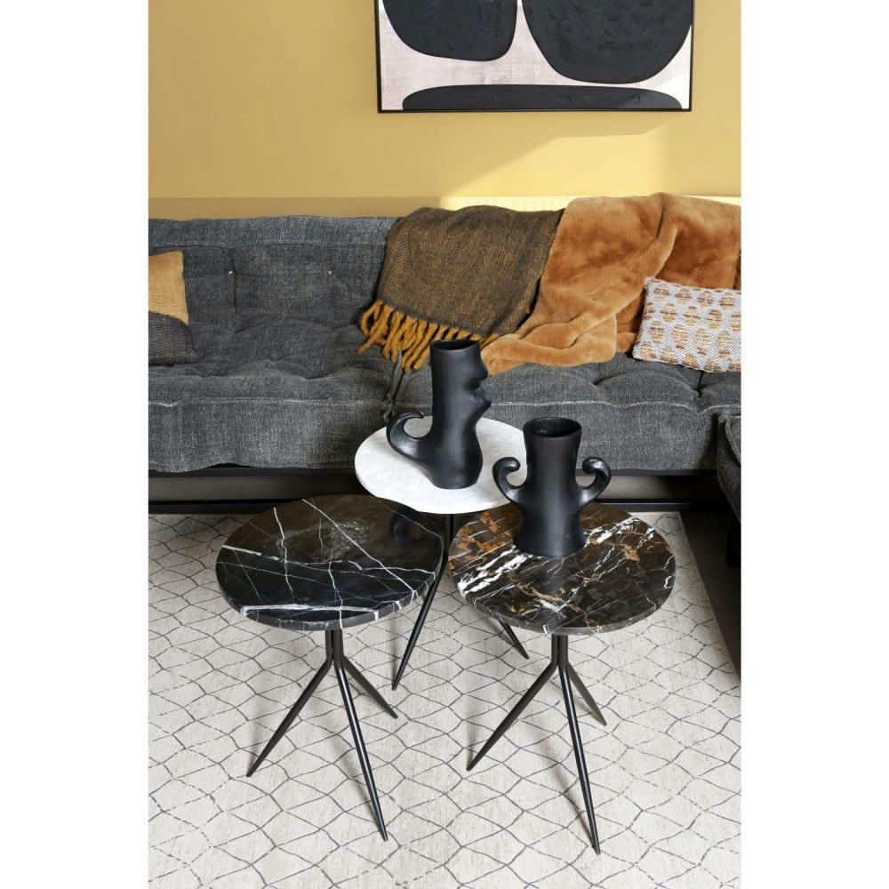 DANA - Table basse en marbre D40cm brun