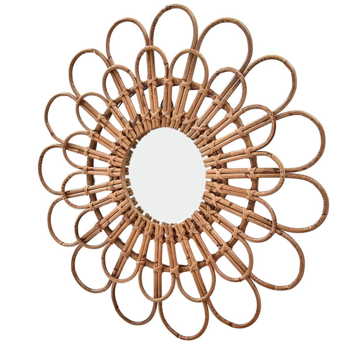 MOKA - Miroir en rotin Daisy  bois clair D62