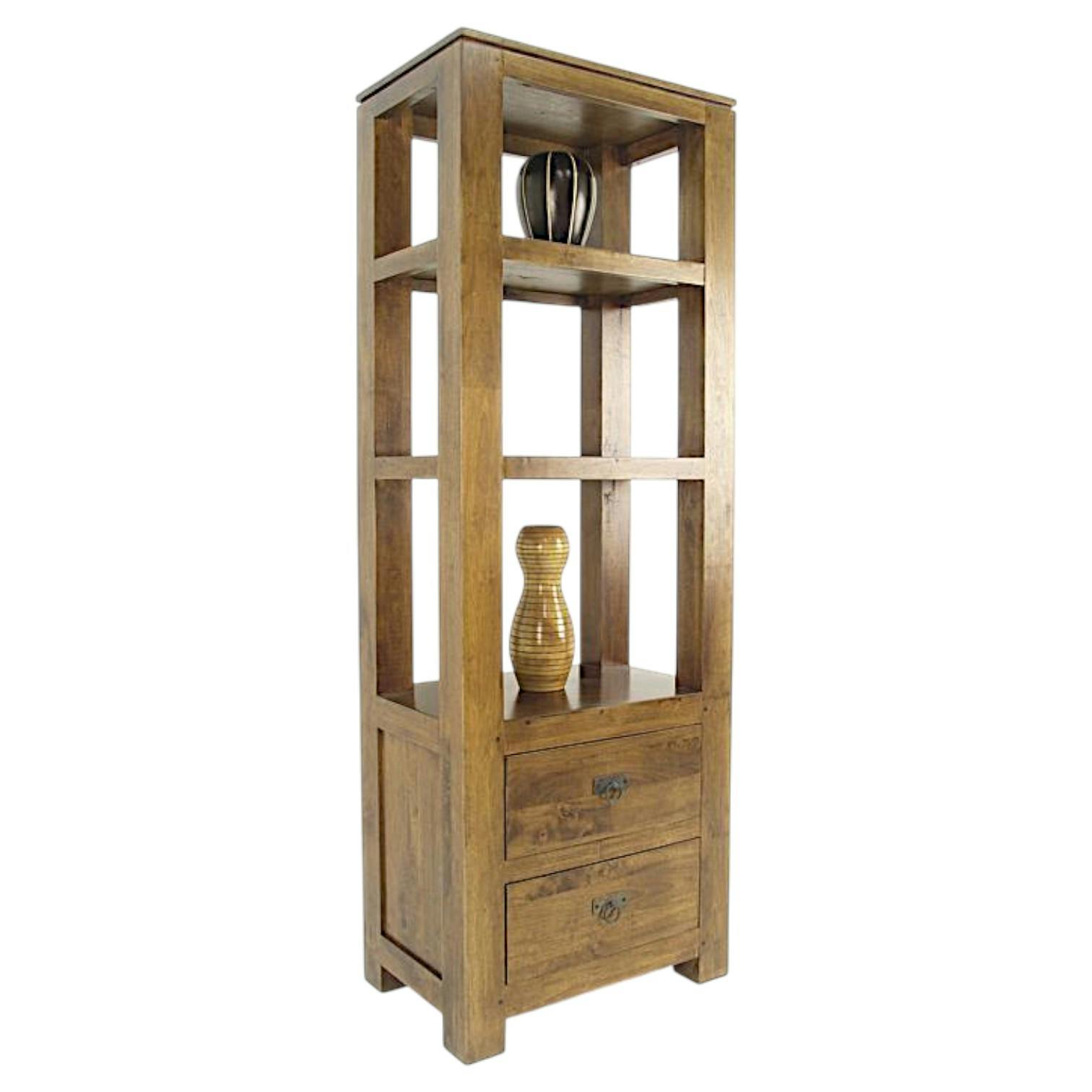 Etagère colonne 2 tirois hévéa massif H170cm HELENA