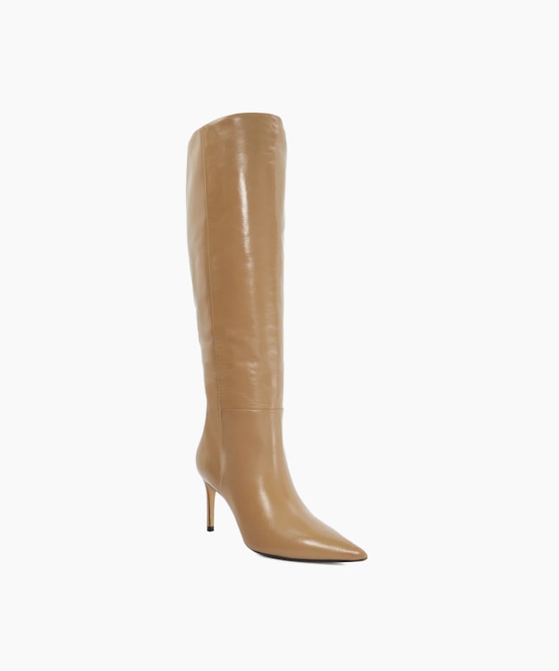 Serve Caramel - Leather Pull On Knee High Boots