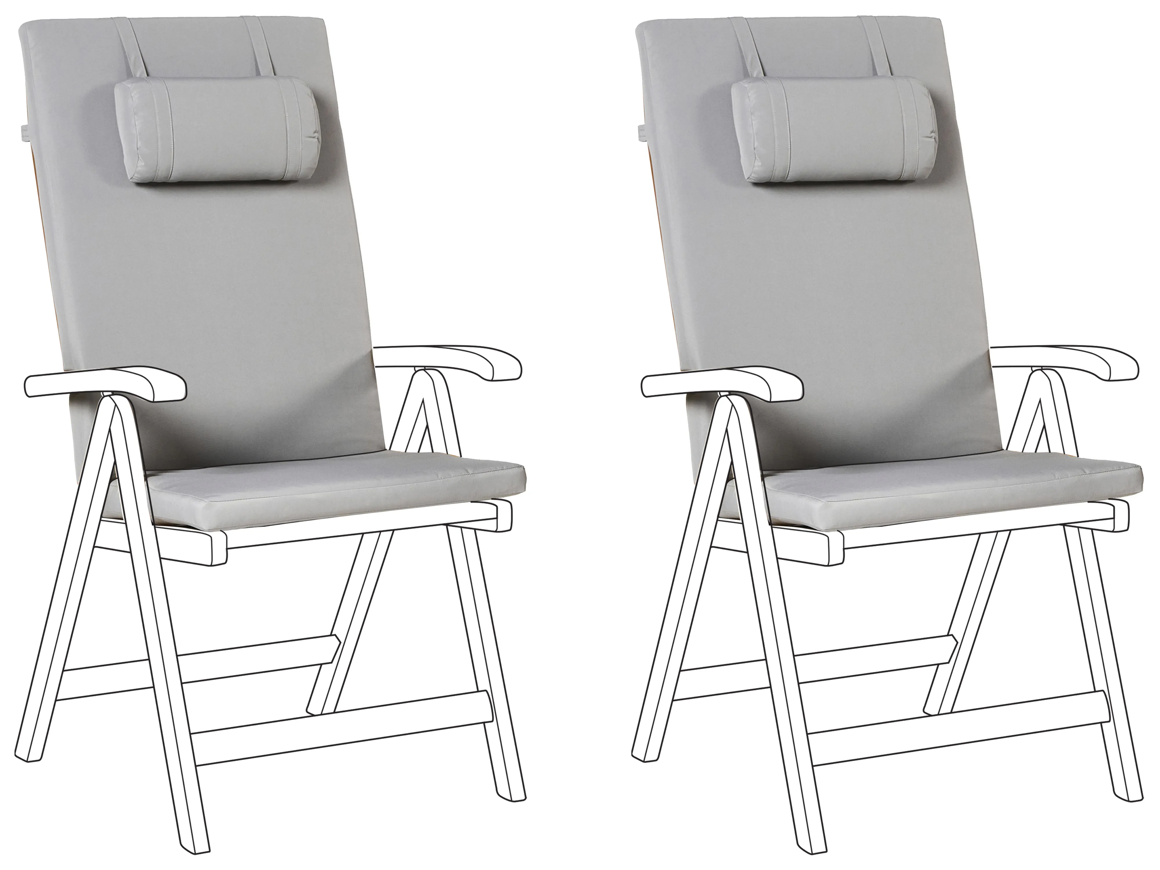 Set of 2 Back/Seat Cushions JAVA/AMANTEA PREMIUM 50 x 71 cm Light Grey