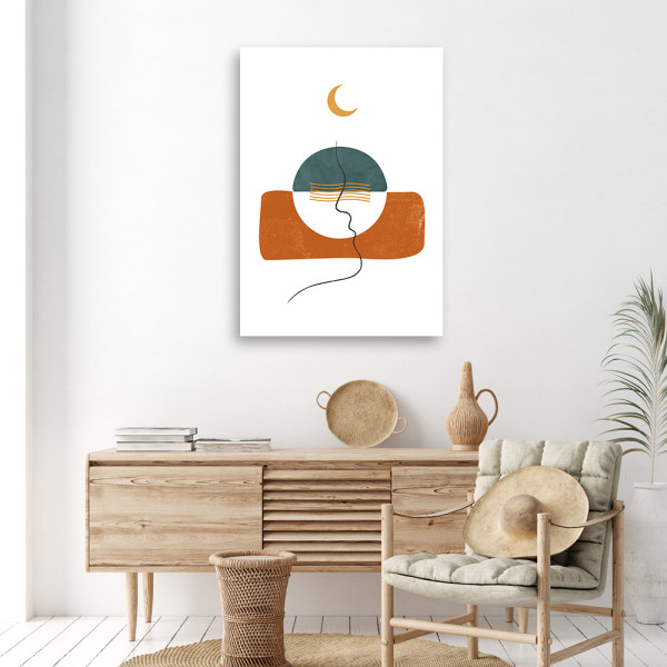 Feeby Obraz na płótnie, Księżyć i kształty boho 40x60