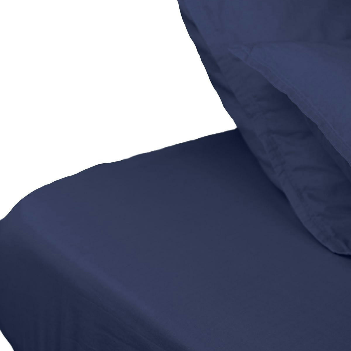 HOME WASHED - Drap housse en percale lavée bonnet 30 cm  indigo 180x200 cm