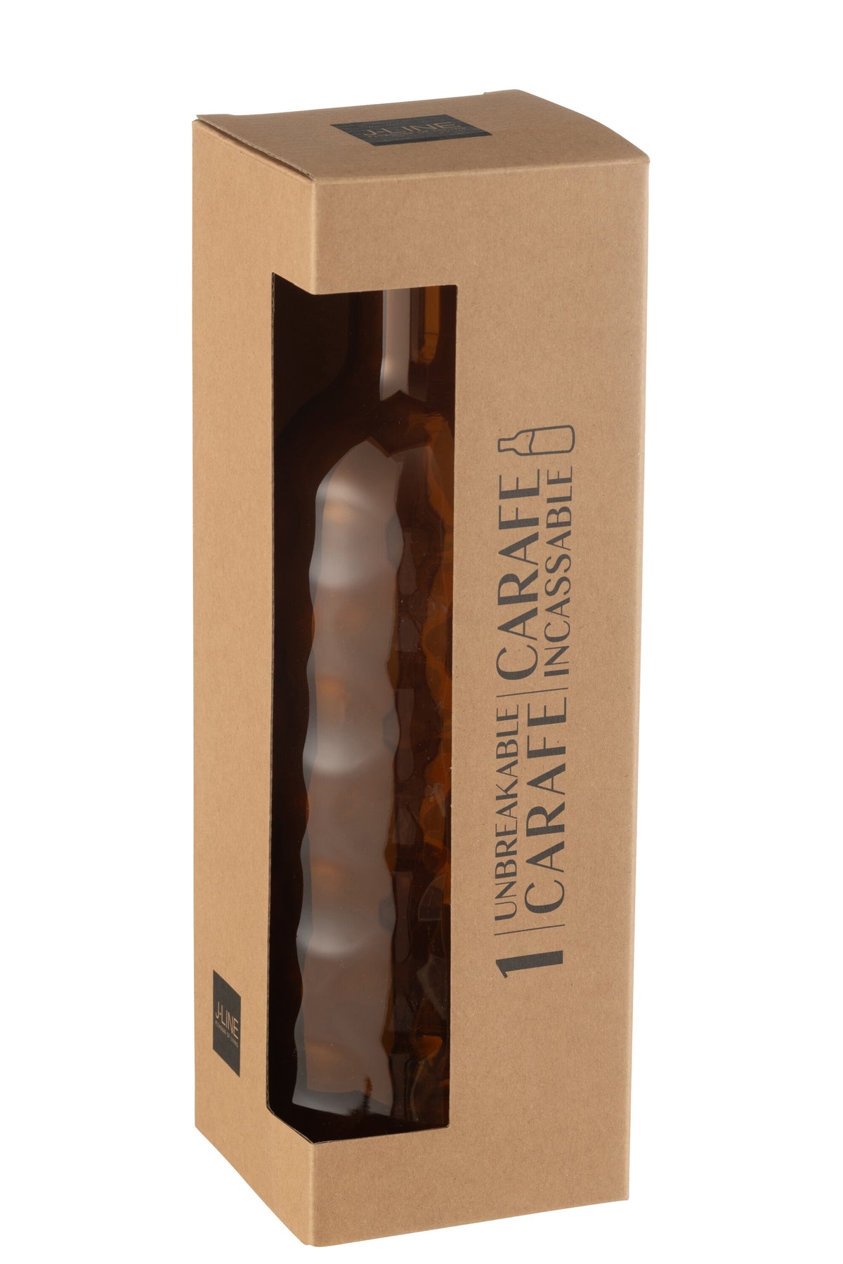 J-Line decoratie Fles Gehamerd - kunststof - oranje - giftbox