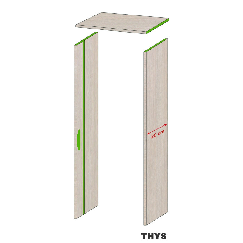Ebrasement Champagne 20 cm pour porte coupe-feu 30 min S61 Laminado 201,5 cm 1 point THYS