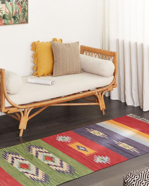 Dywan bawełniany kilim 80 x 300 cm wielokolorowy