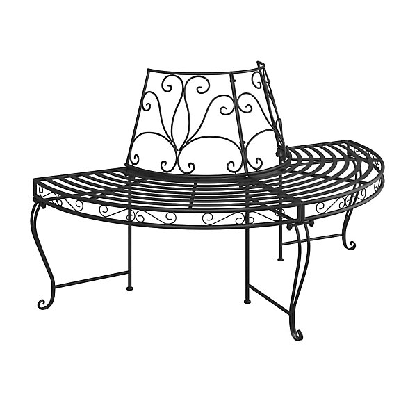 Banc de jardin meuble de patio noir Helloshop26