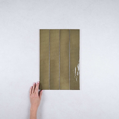 Faïence Effet Zellige Vert Olive MANACOR 6,5x40 basil green - Les Carreaux de Jean