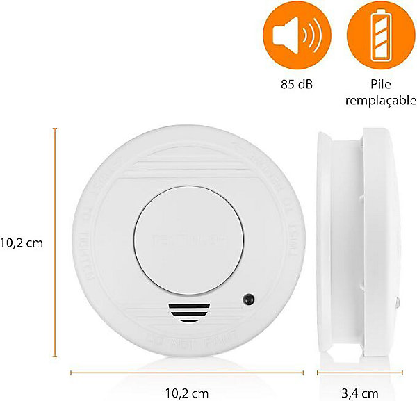 Détecteur de fuméeCapteur OptiqueBouton de Test85 DB