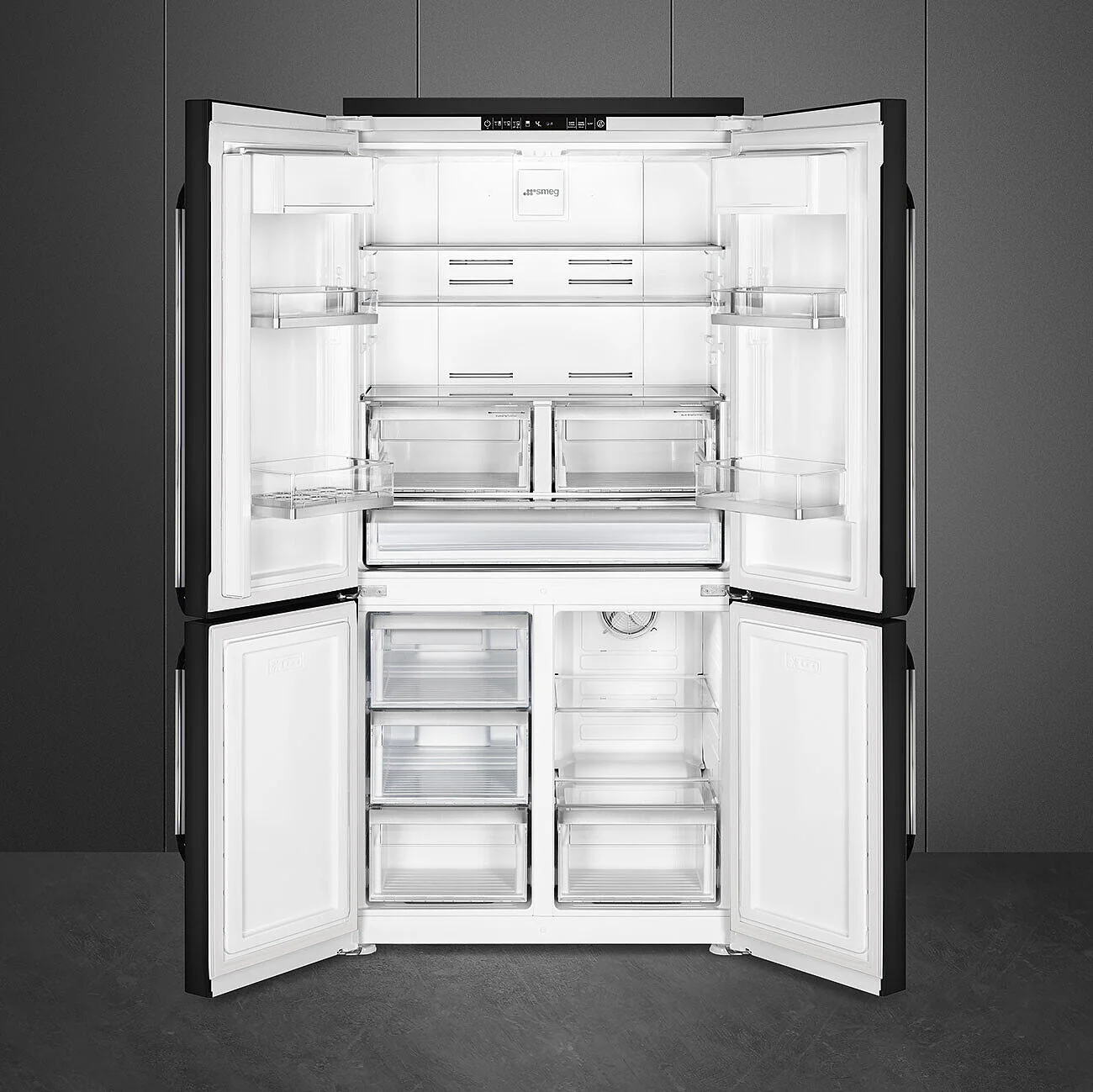 90cm Victoria Four Door Fridge Freezer Black