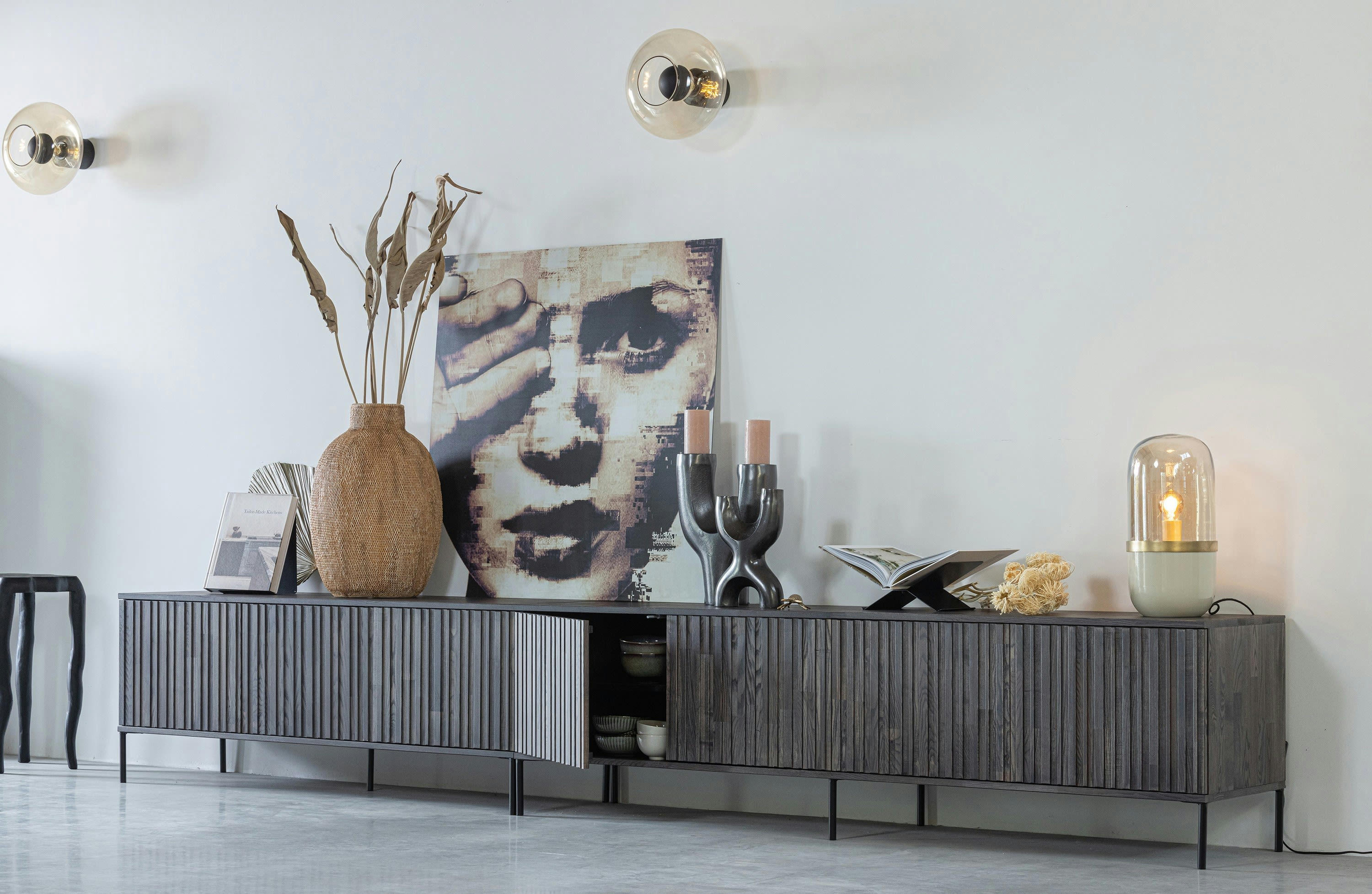 NEW - Grand meuble tv en bois de chêne marron