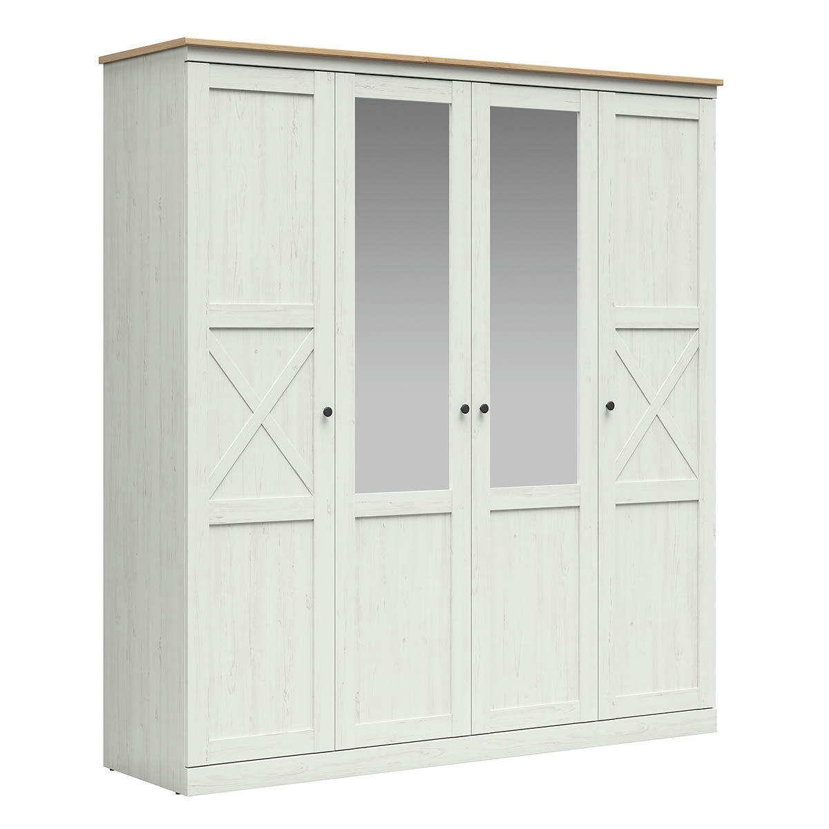 - Armoire 4 portes stratifiés blanc et naturel