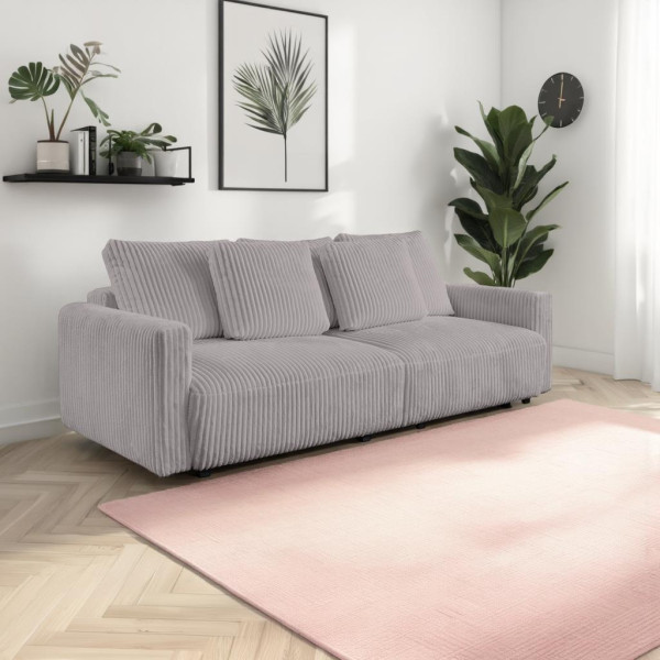 Sofa Loppie z funkcją spania szara jasna Ambience sztruksowa
