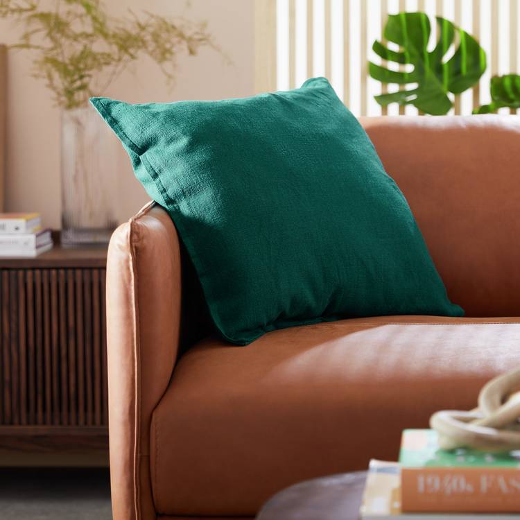 Habitat Linen Look Cushion - Green - 50x50cm