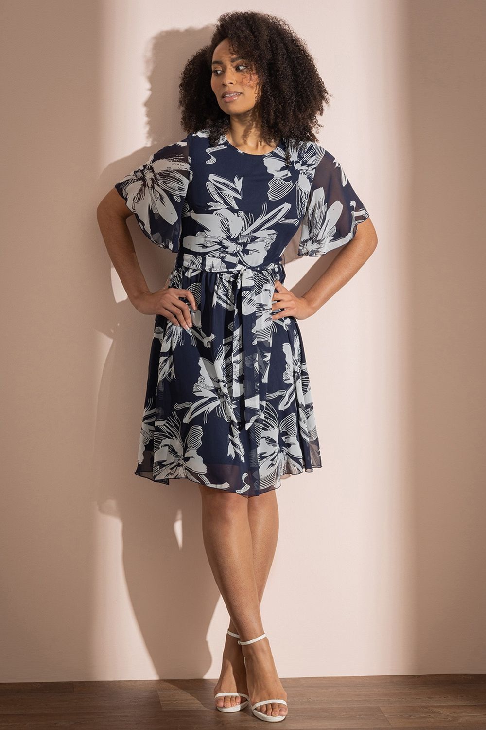 Klass. Textured Floral Print Dress