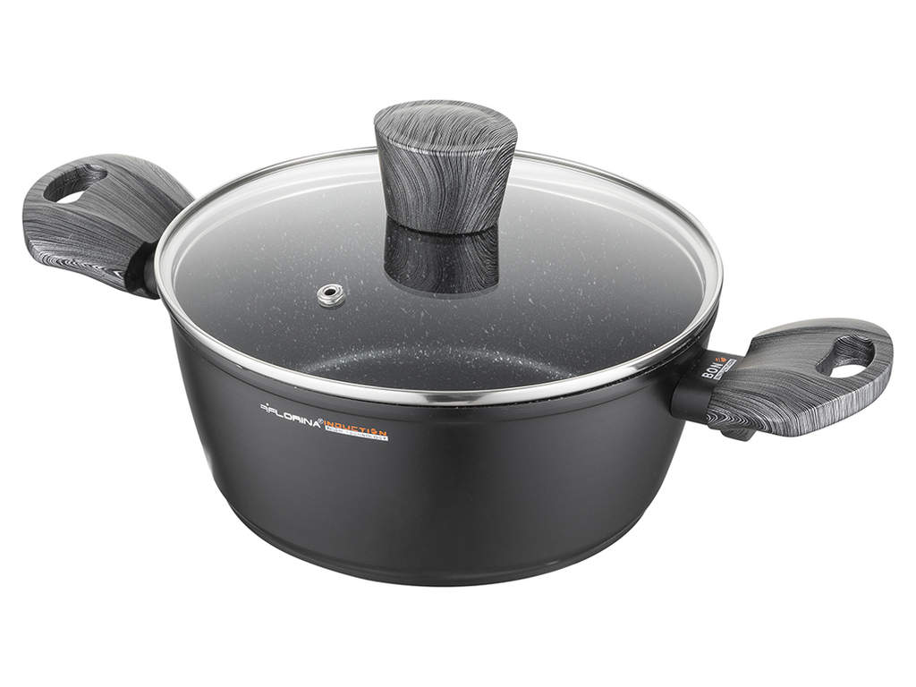 Garnek aluminiowy z pokrywką Bono 2,5 l czarny
