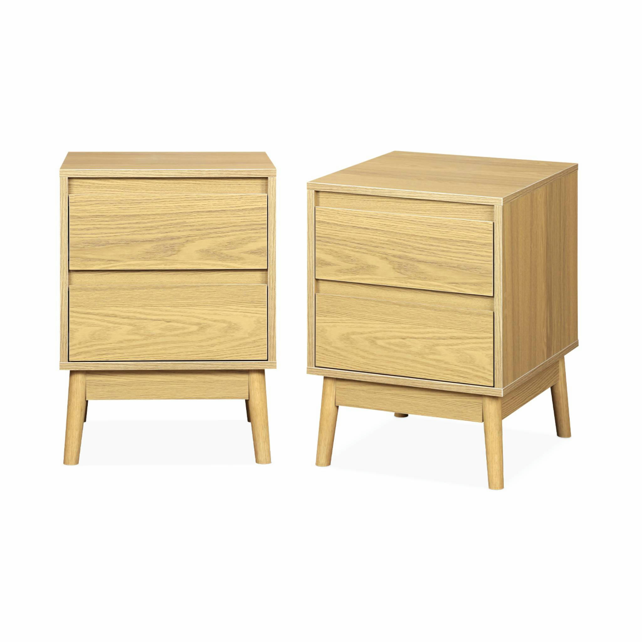 DUNE - 2 tables de chevet décor bois, deux tiroirs
