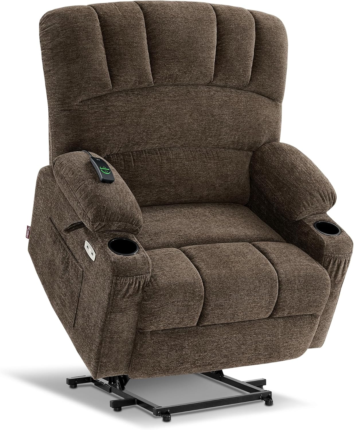 MCombo Oversized Power Lift Recliner Chair for Elderly, Lift Chair with Heat and Massage, Lift Recliner for Big and Tall, Cup Holders, USB & Type C Ports, Fabric R7092 (Mocha, Oversize)