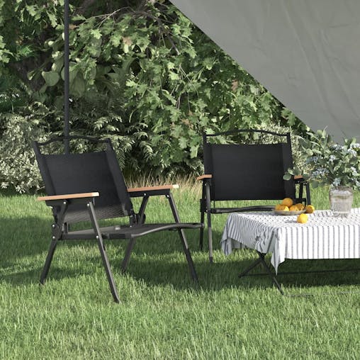 NNEVL Camping Chairs 2 pcs Black 54x43x59 cm Oxford Fabric