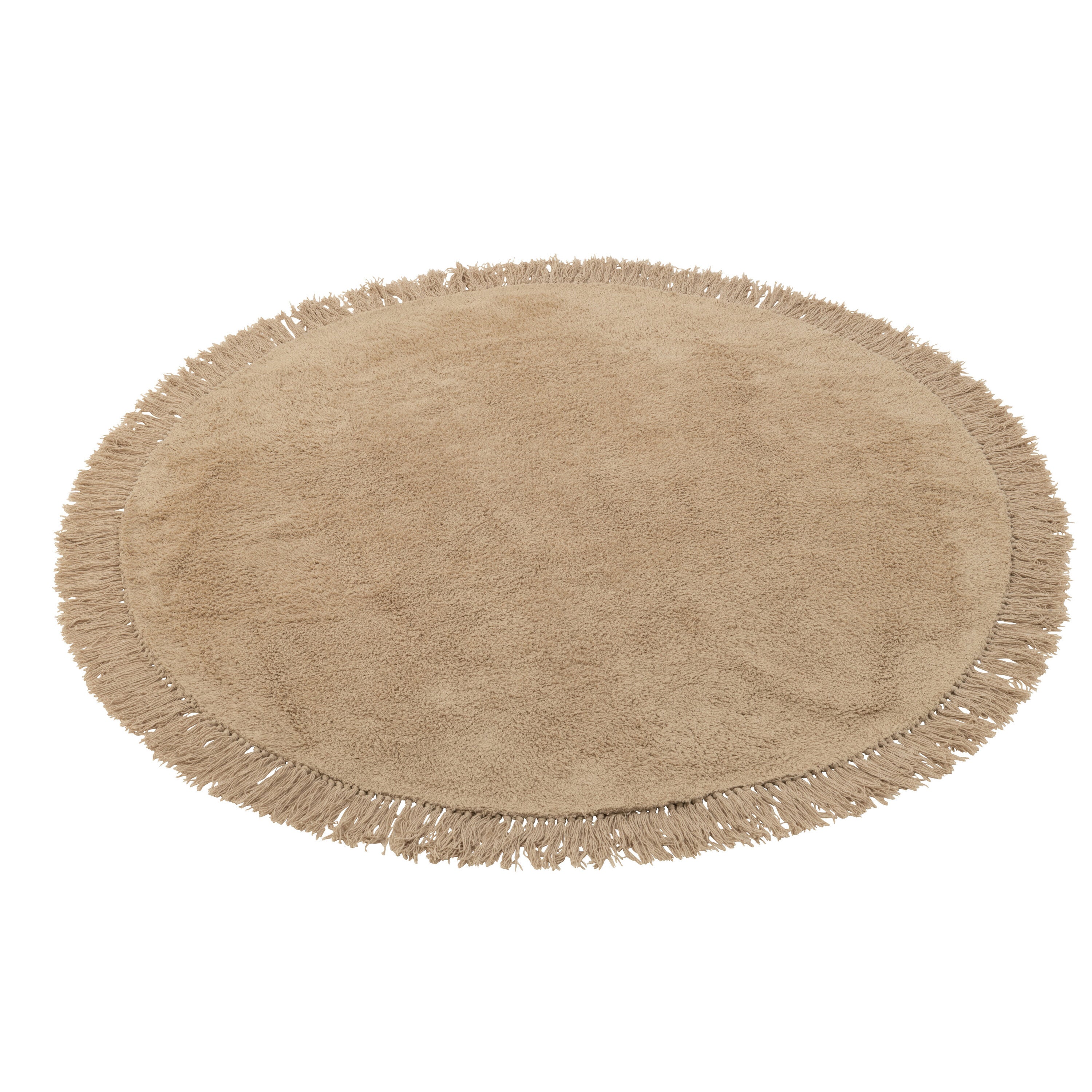 J-Line tapijt Rond + Franjes - katoen - beige