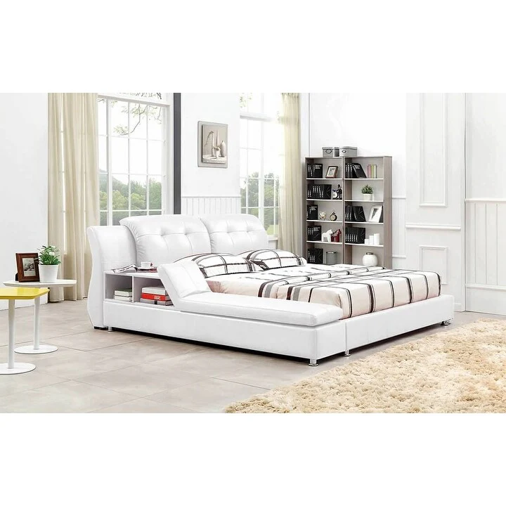 Greatime Modern Faux Leather Upholstered Storage Platform Bed