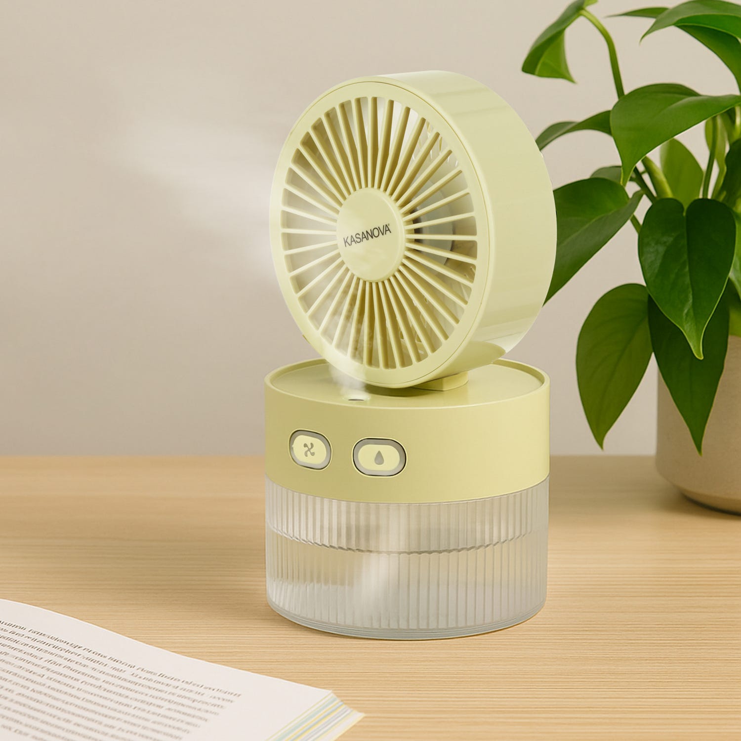Ventilatore portatile con nebulizzatore giallo