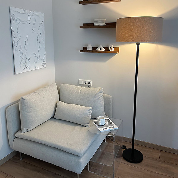 Lampadaire noir avec abat-jour marron 50 cm - Simplo