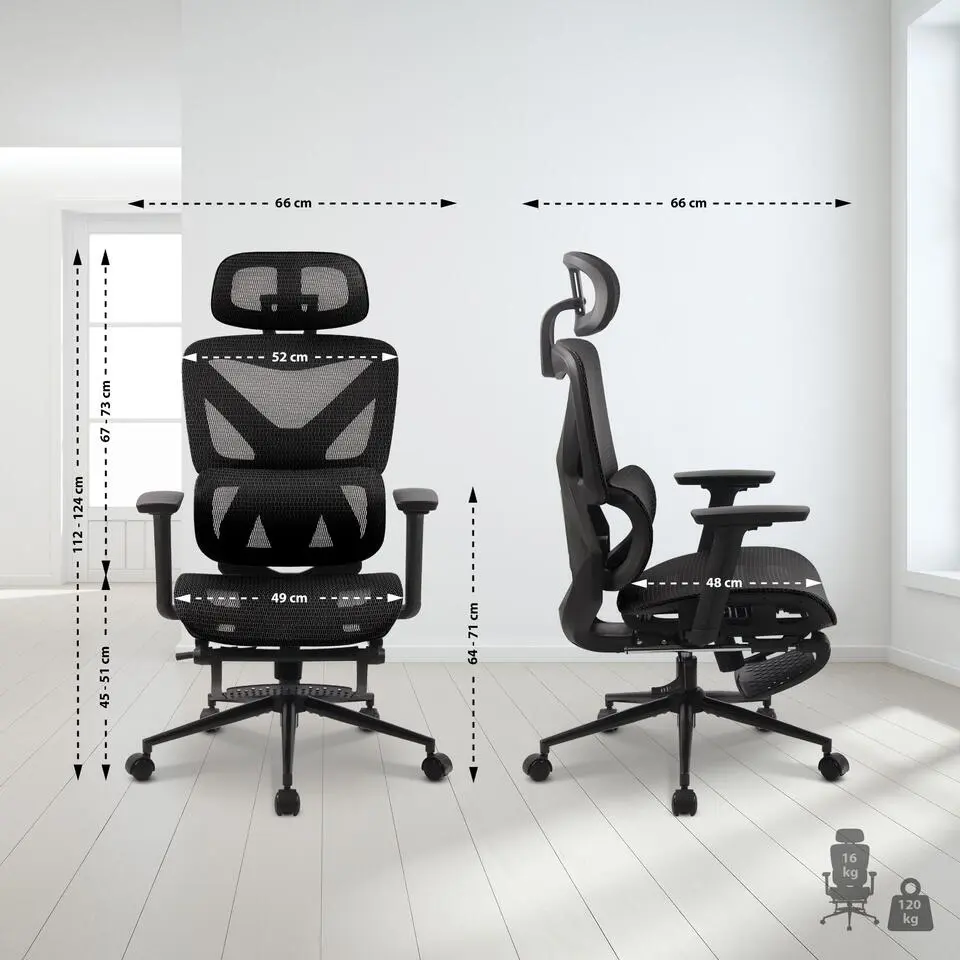 CLP Bureaustoel Reston zwart Frame - Netweefsel - zwart/zwart