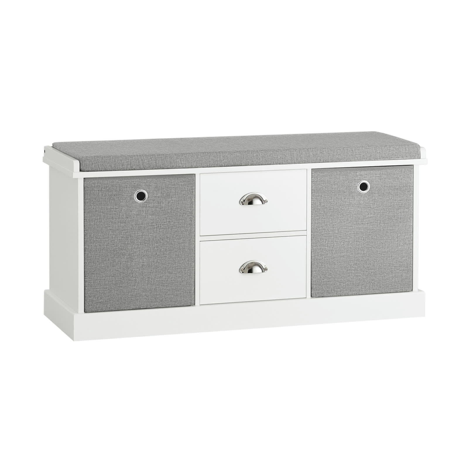 - Banc à chaussures avec coussin rembourré effect bois gris