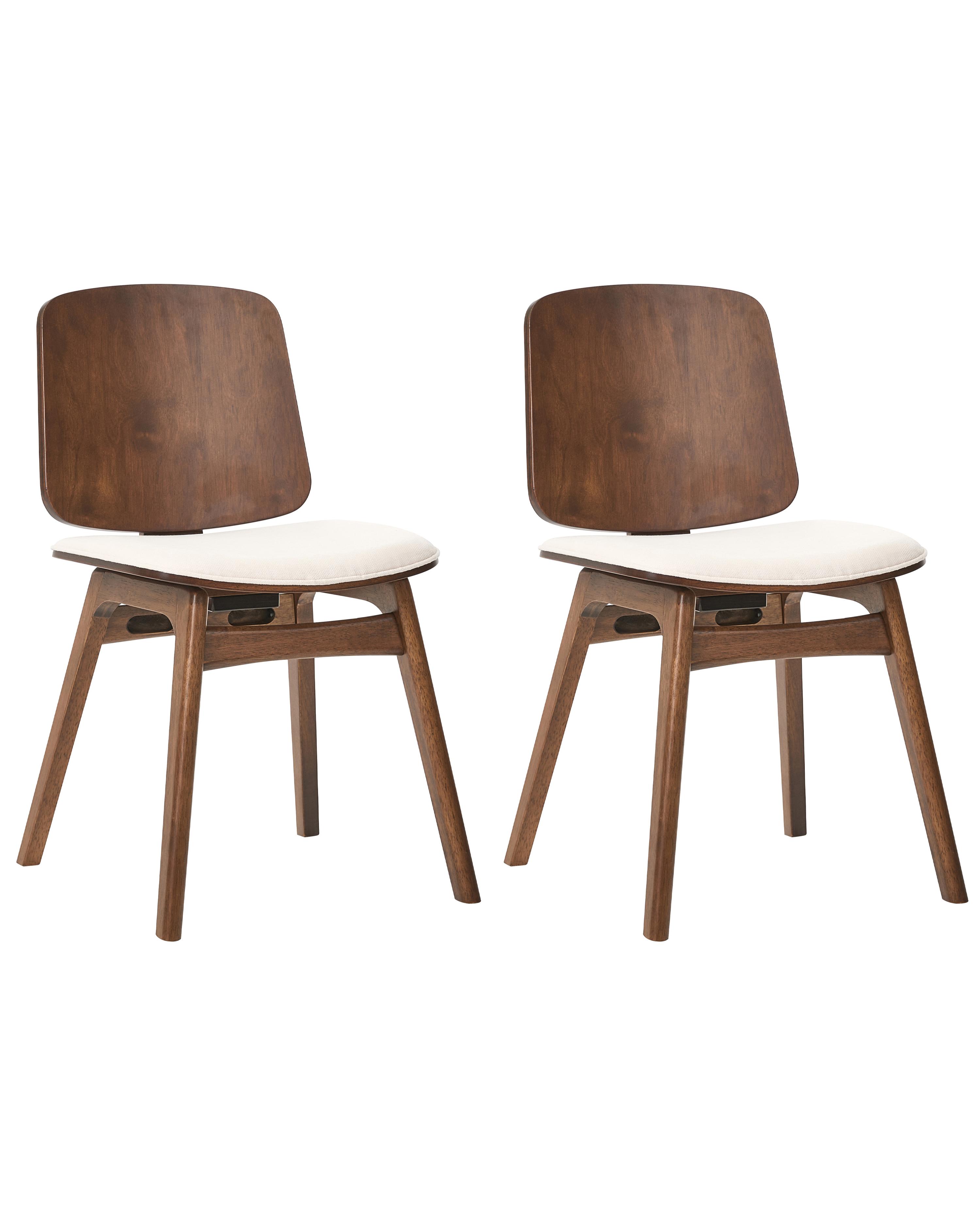 Set of 2 Bar Chairs CHARLESTON Wood Brown/ Light Beige