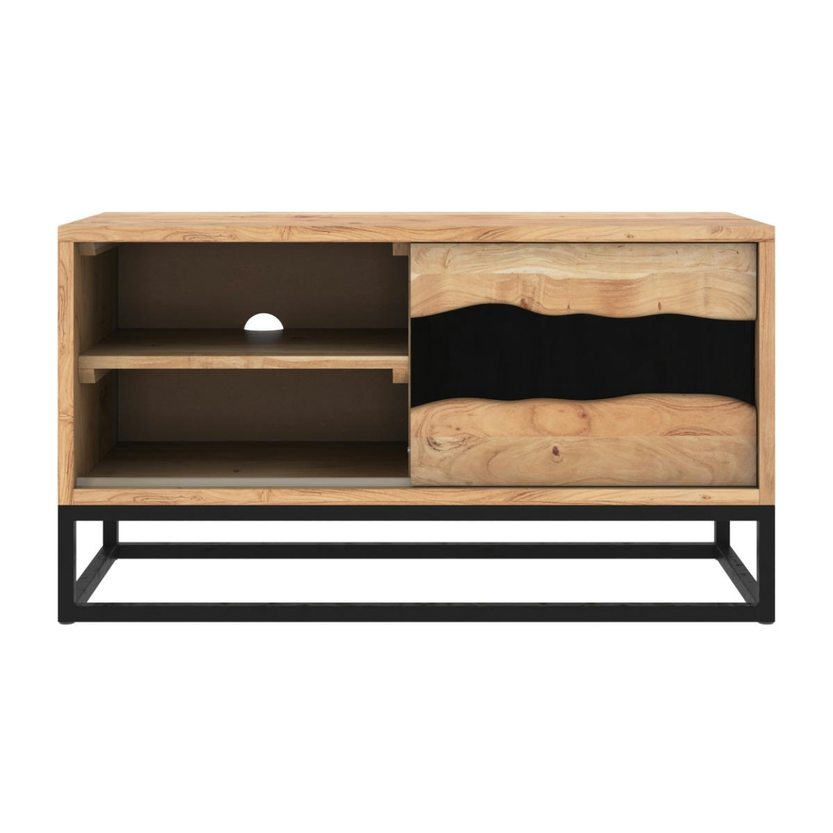 ALABAMA - Meuble TV en bois d'acacia et métal 88 cm