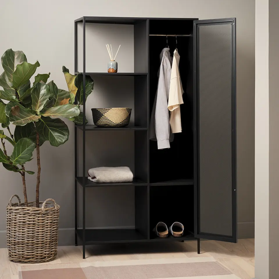 LykkeHome Vakkenkast Mathilde zwart - 90x50x180