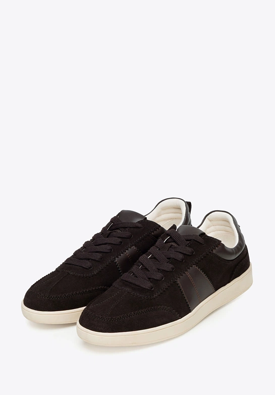 Damskie sneakersy ze skóry zamszowej brązowe