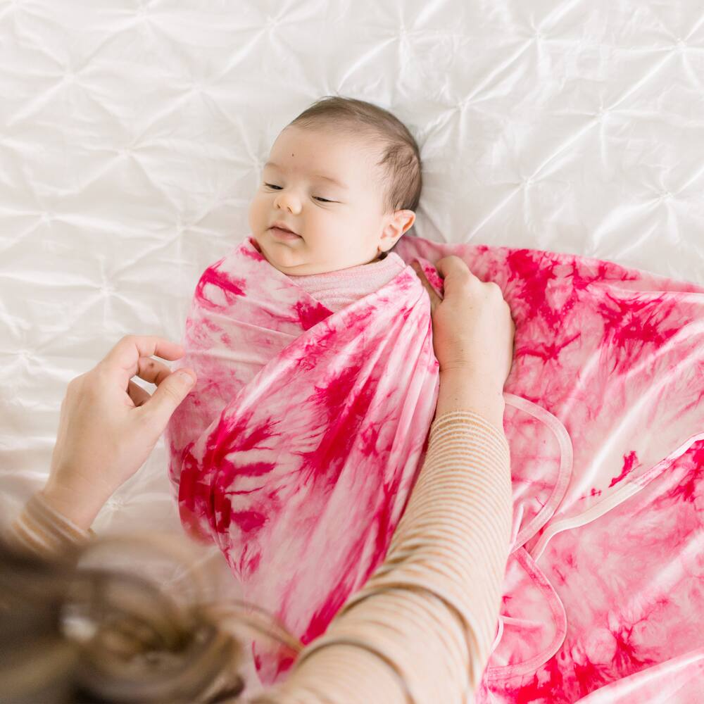 Bazzle Baby Forever Swaddle Hat Set, Pink Tie-Dye