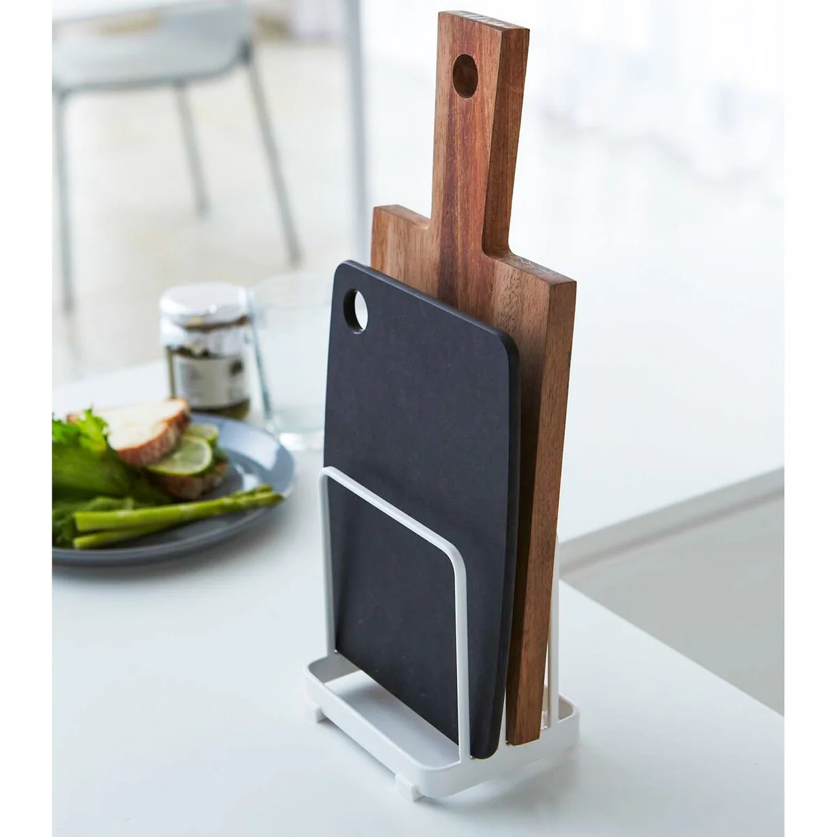 Yamazaki Home Cutting Board Stand, Steel - L 3.54 x W 4.72 x H 4.72 inches