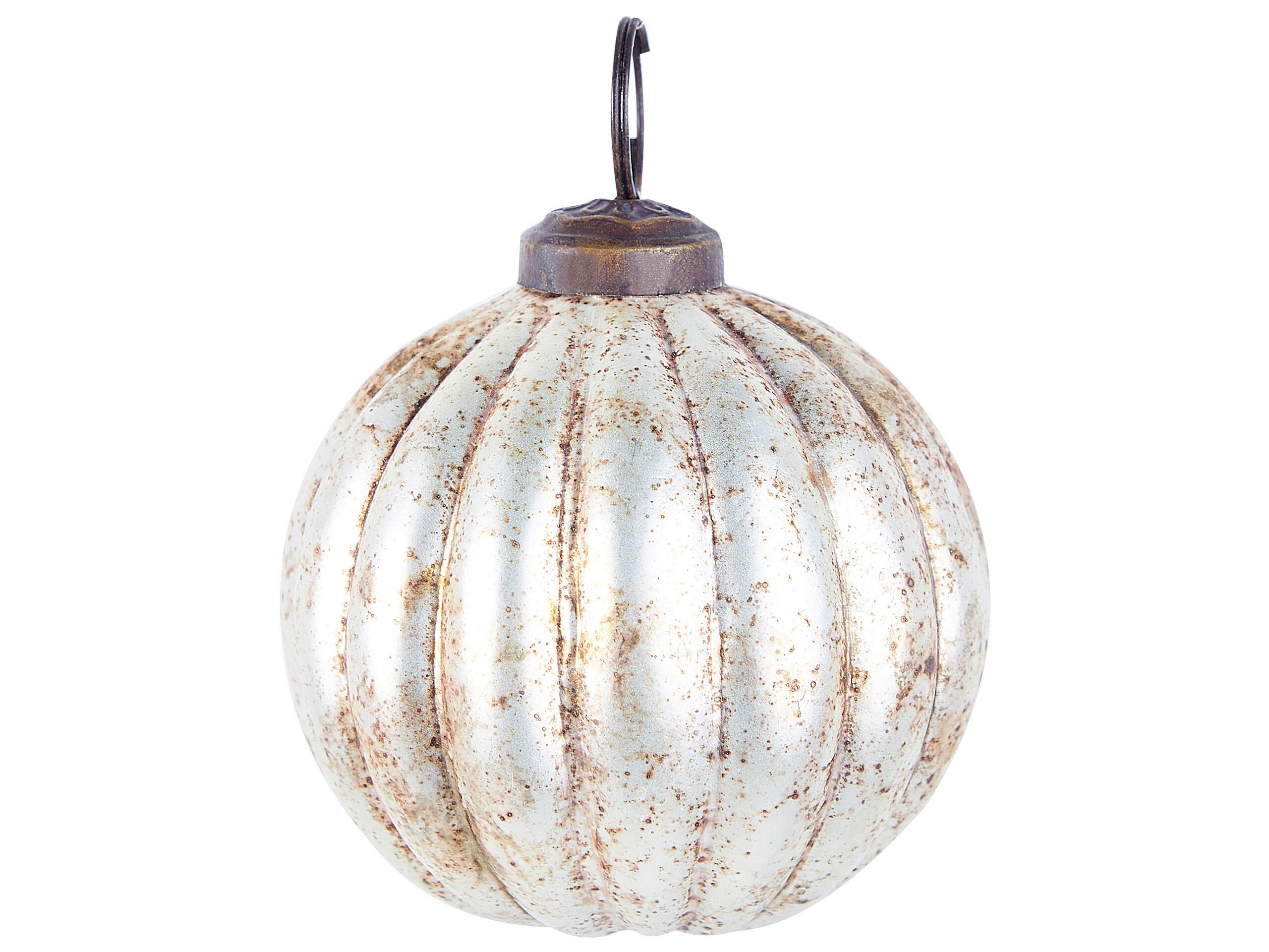 Zestaw 6 szklanych bombek postarzana srebrny