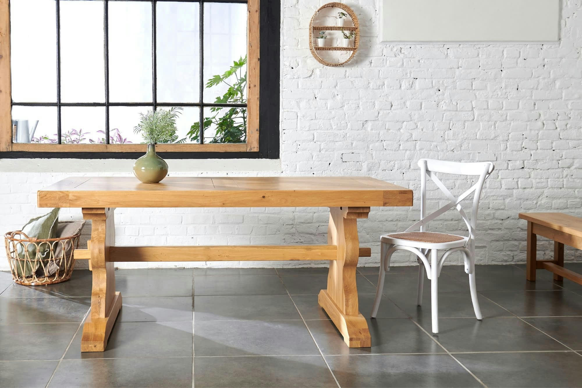 LA BRESSE - Table monastère bois chêne massif L180