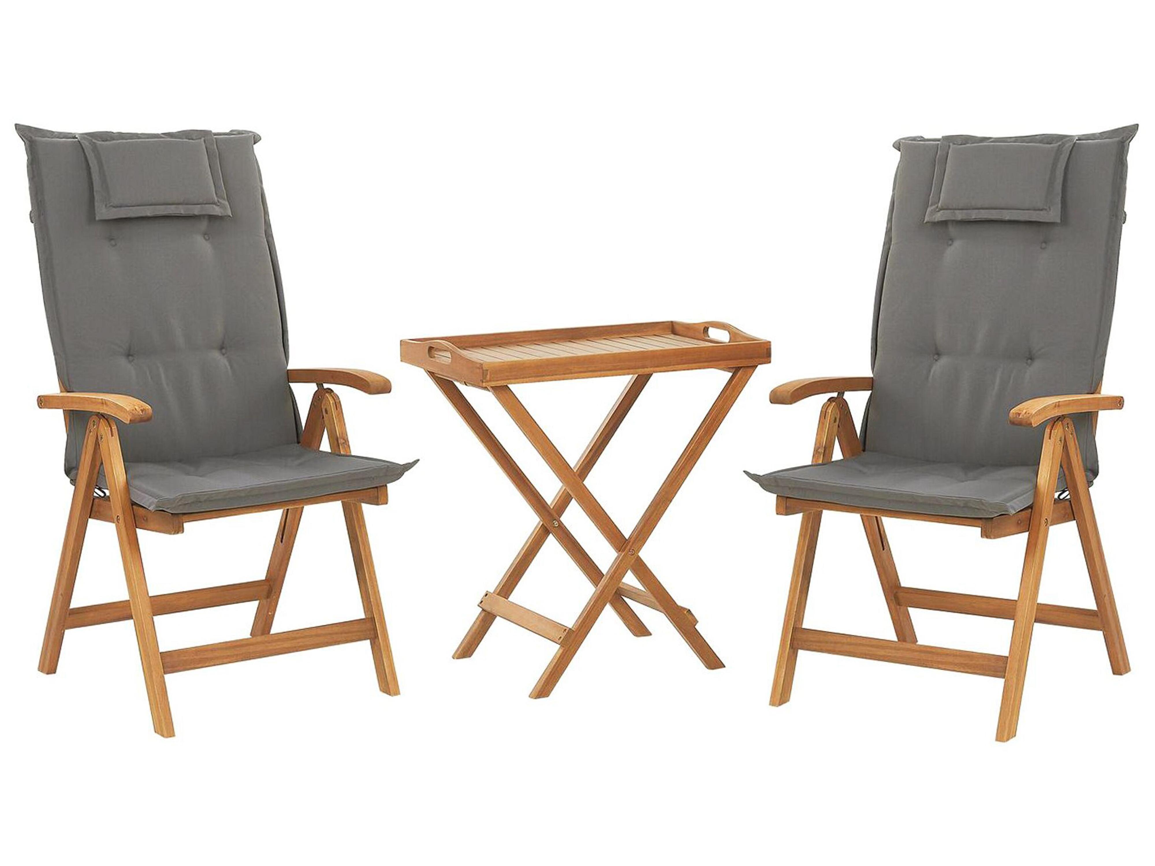 Garden Dining Set 6 Seater JAVA with Cushions Acacia Wood Graphite Grey