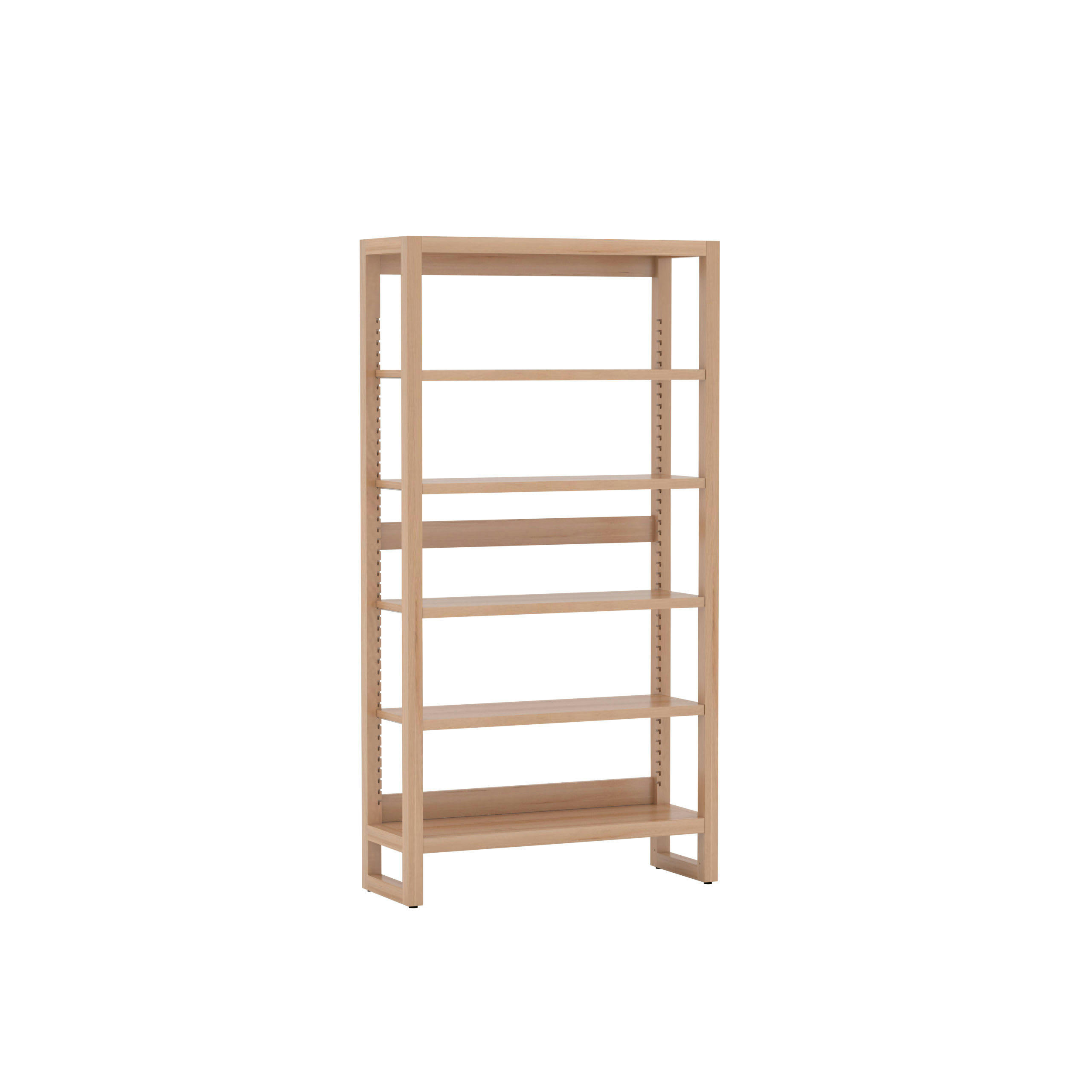 SELVA - Bibliothèque ouverte hêtre, 4 tablettes réglables, bois brut