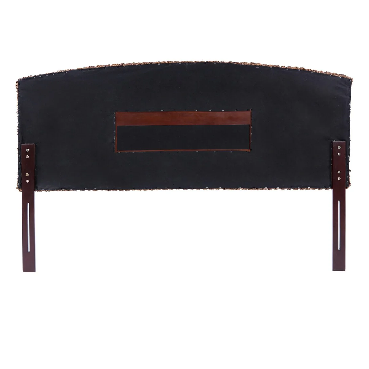 Queen Headboard with Banana Leaf Curved Woven Frame, Brown