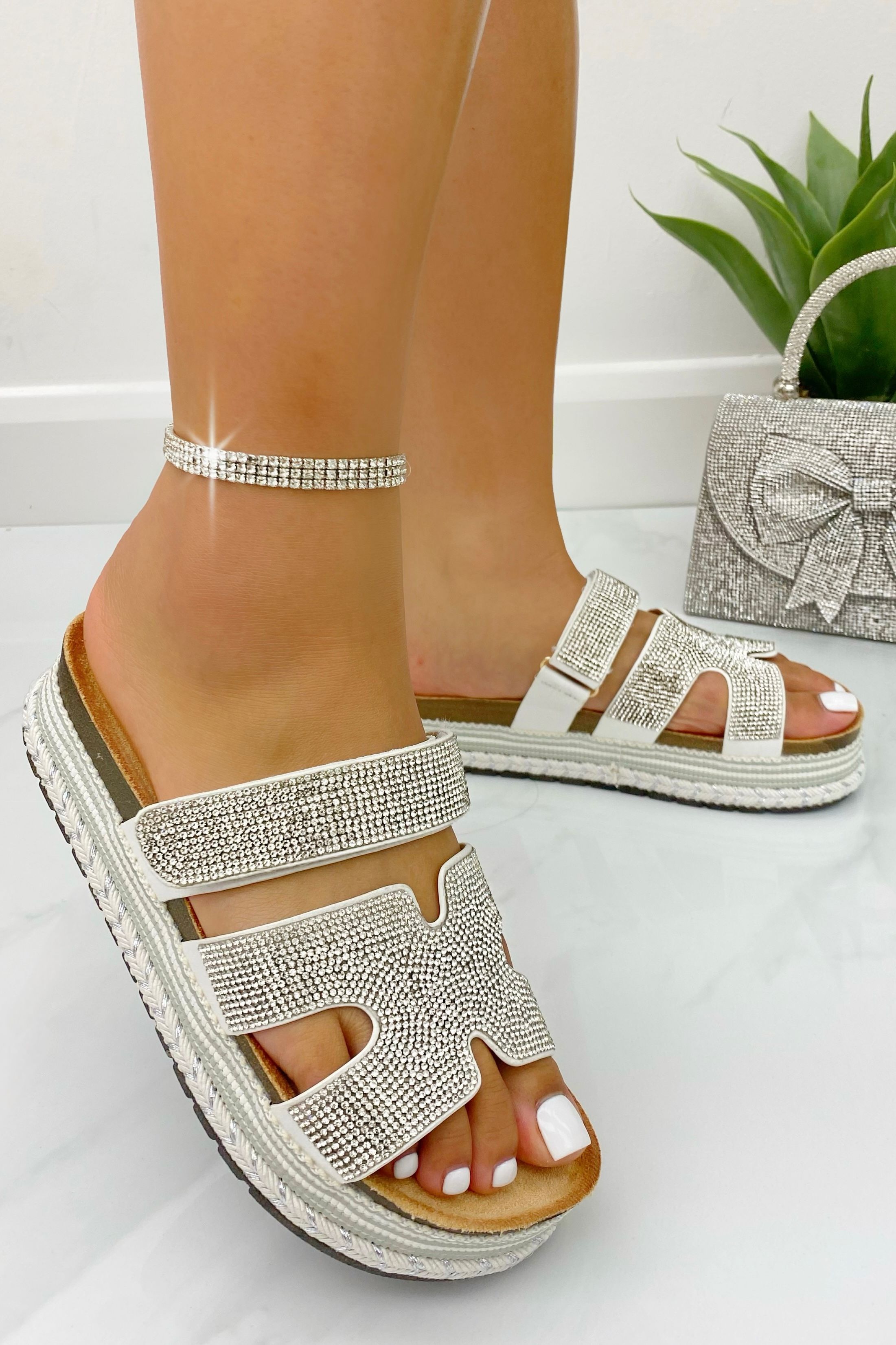 Love Lemonade Crystal Luxe Double Strap Sliders
