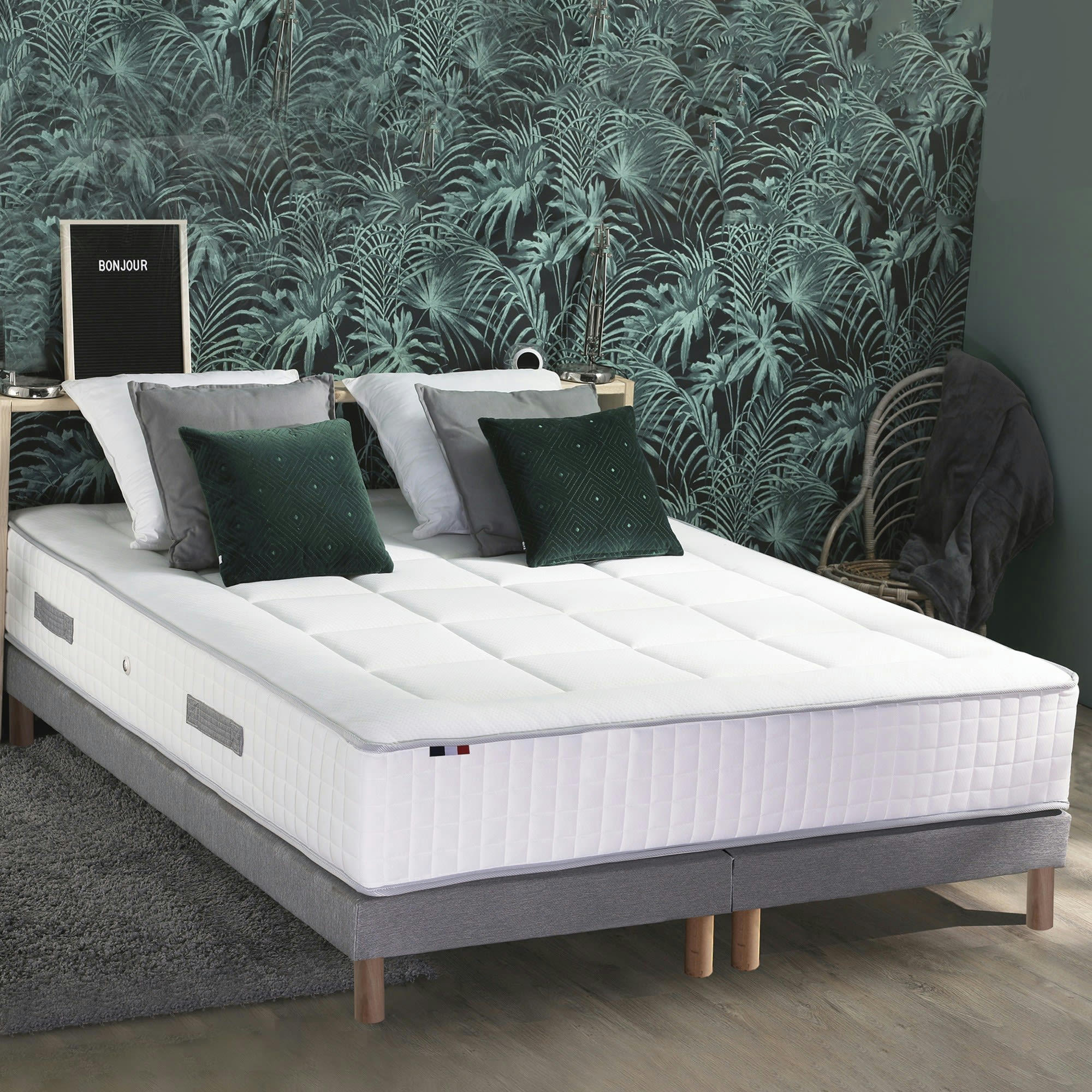 BELLAGIO 2 - Ensemble Matelas Ressort 7 zones Mémoire de forme 2 Sommiers 180x200