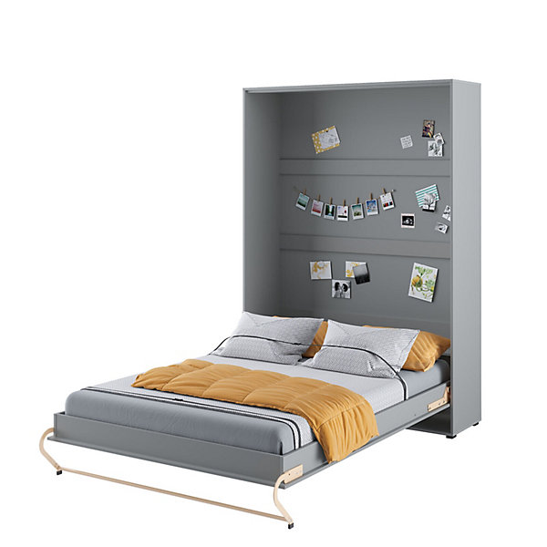 Lenart Armoire Lit escamotable Vertical 140x200 cm Gris mat Lit Mural Consus pro