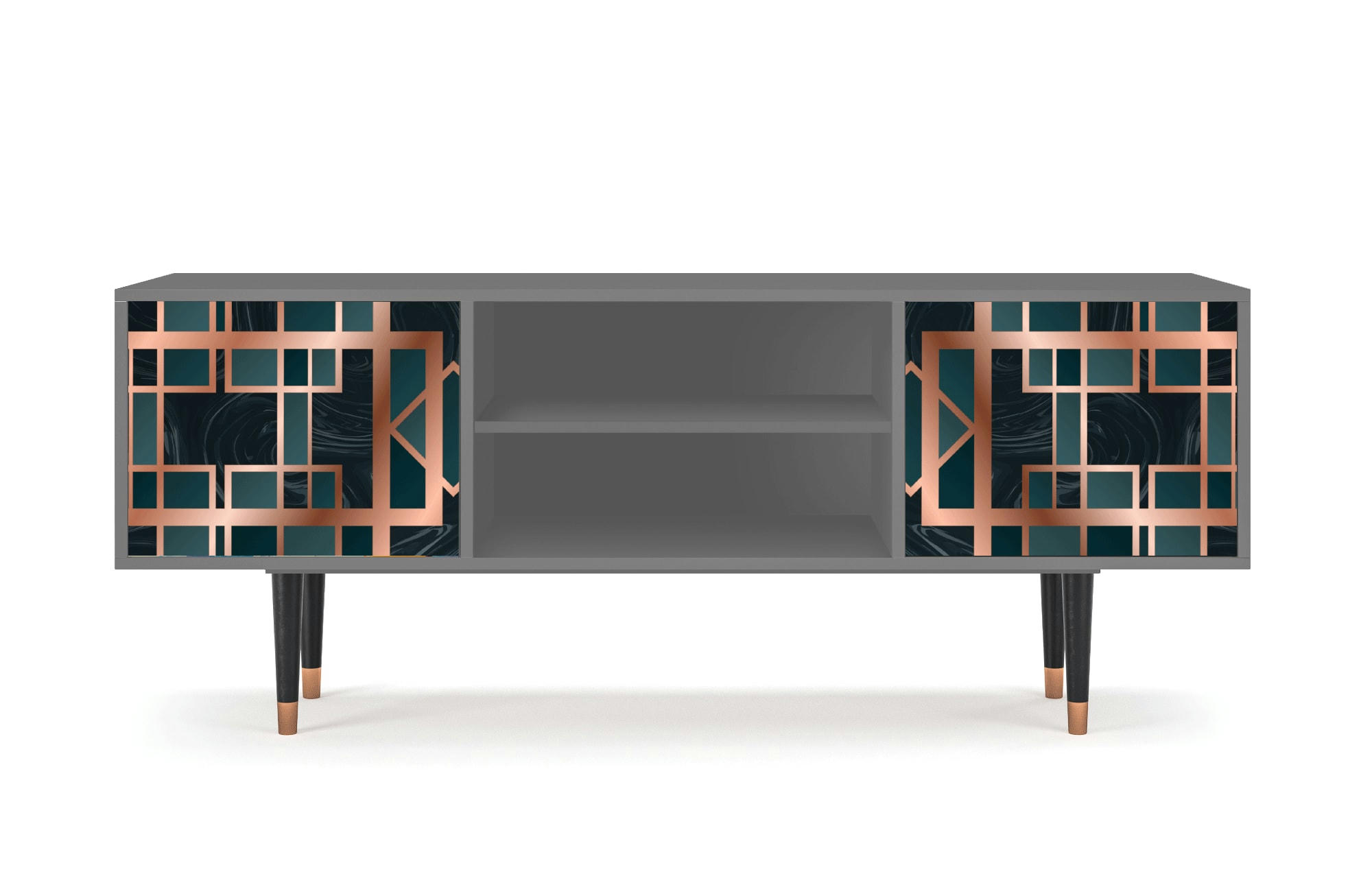 EMERALD METRO - Meuble TV  bleu-vert 2 portes L 170 cm