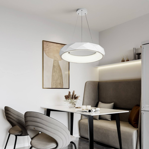 Lampa wisząca Reus biała LED 1x36W Neutralna biel 3240lm Light Prestige