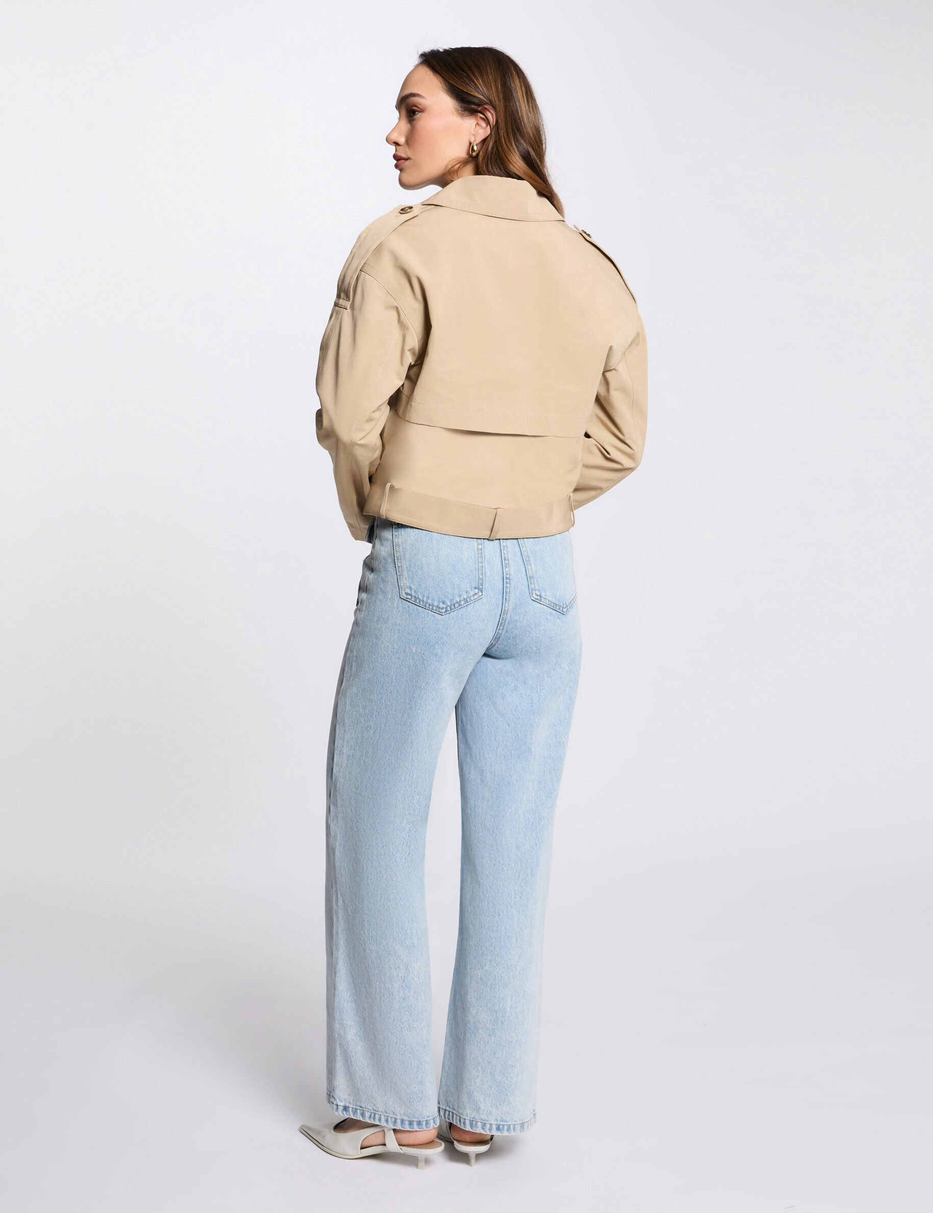 Belted Short Trenchcoat Beige Women