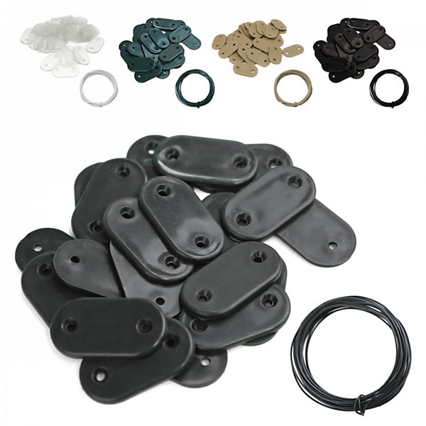 Lot de 10 kits de fixation pour brise vue, canisse anti-UV - Gris - Linxor
